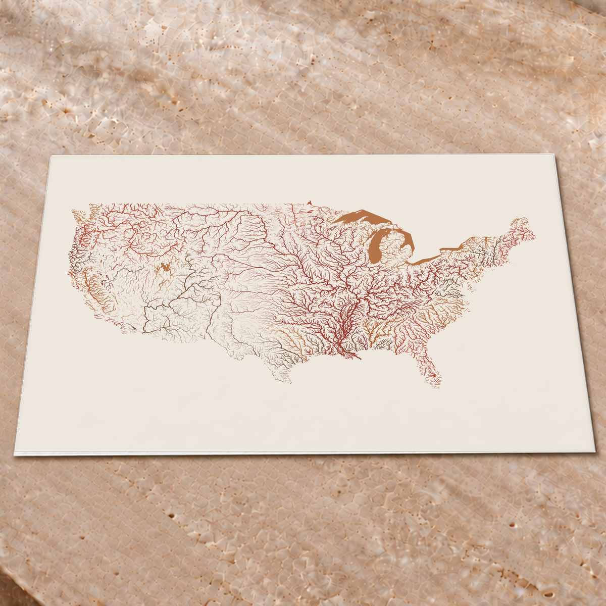 Beautiful Rivers — Estados Unidos — Terracota e areia, Impressão fine art · 60 × 80 cm, Sem margem