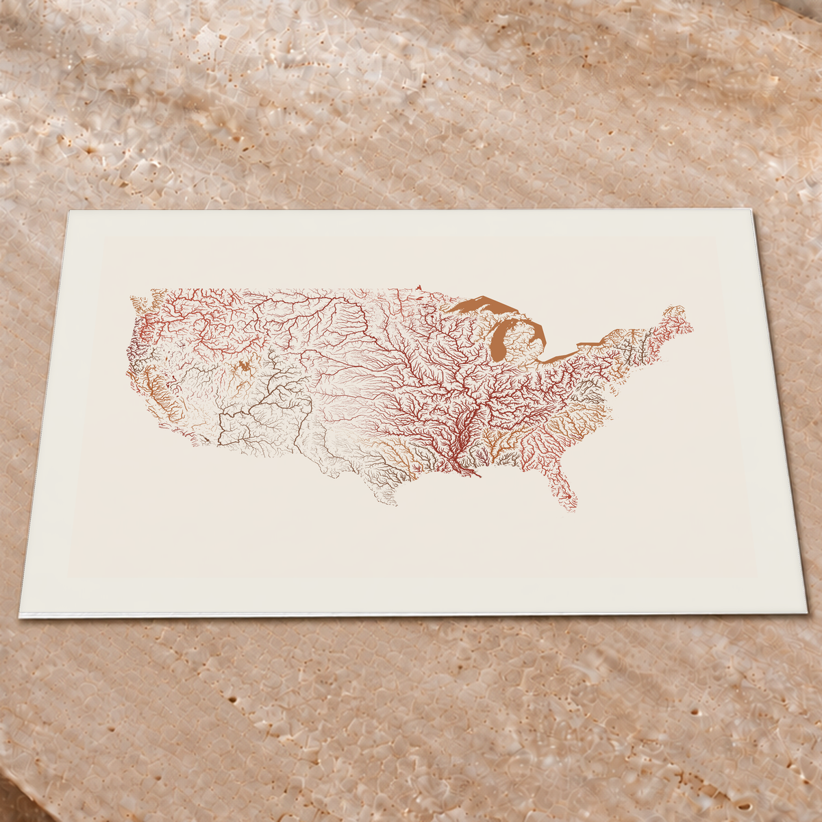 Beautiful Rivers — Estados Unidos — Terracota e areia, Impressão fine art · 60 × 80 cm, Margem branca
