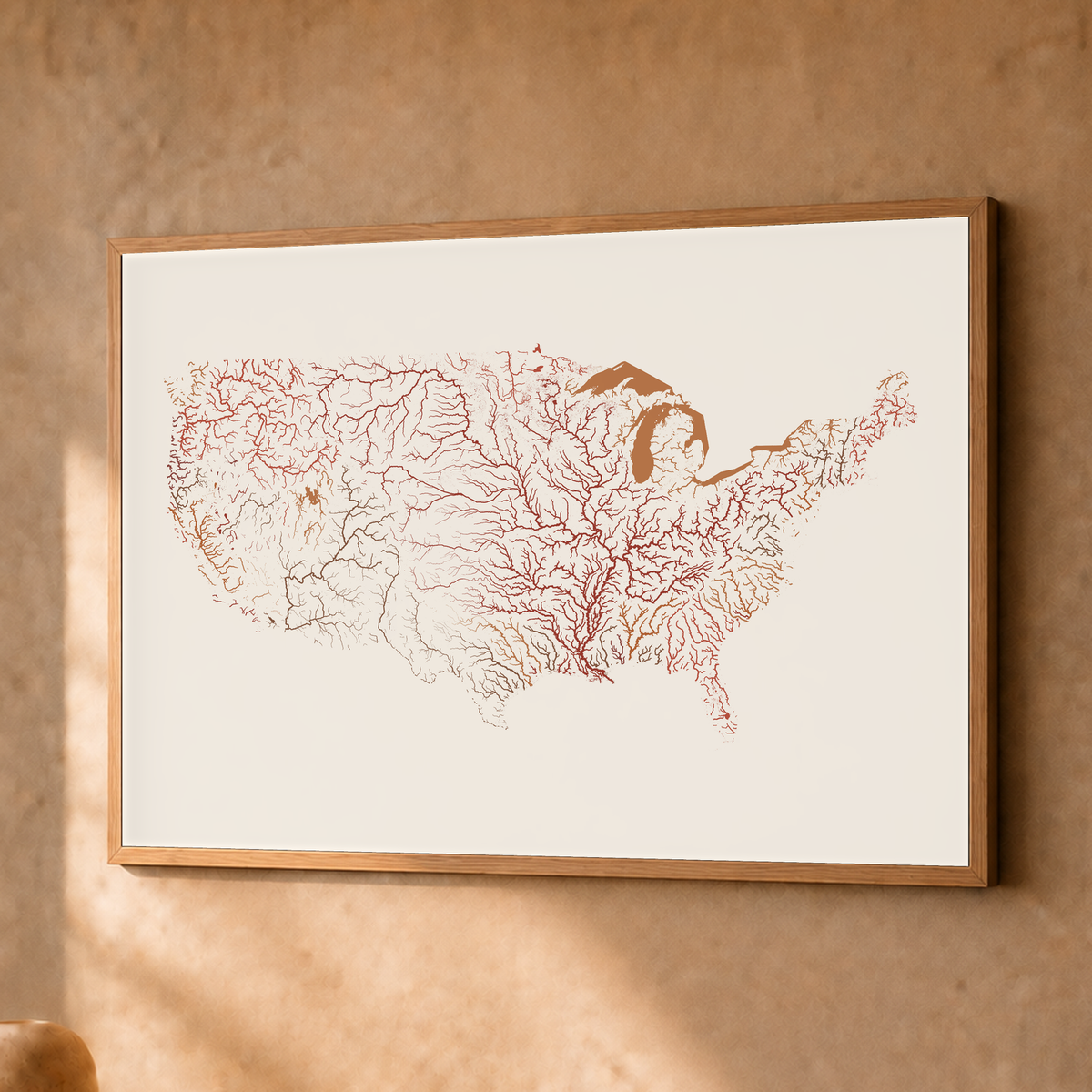 Beautiful Rivers — Estados Unidos — Terracota e areia, Fine art emoldurado · 30 × 40 cm, Natural · Sem margem