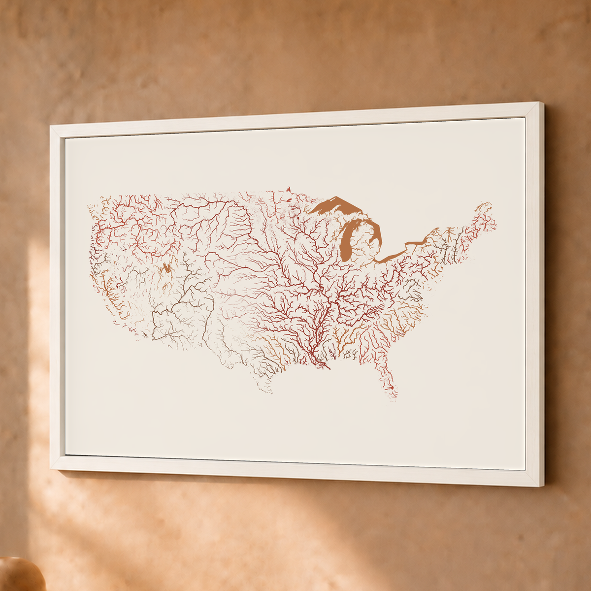Beautiful Rivers — Estados Unidos — Terracota e areia, Fine art emoldurado · 30 × 40 cm, Branco · Sem margem