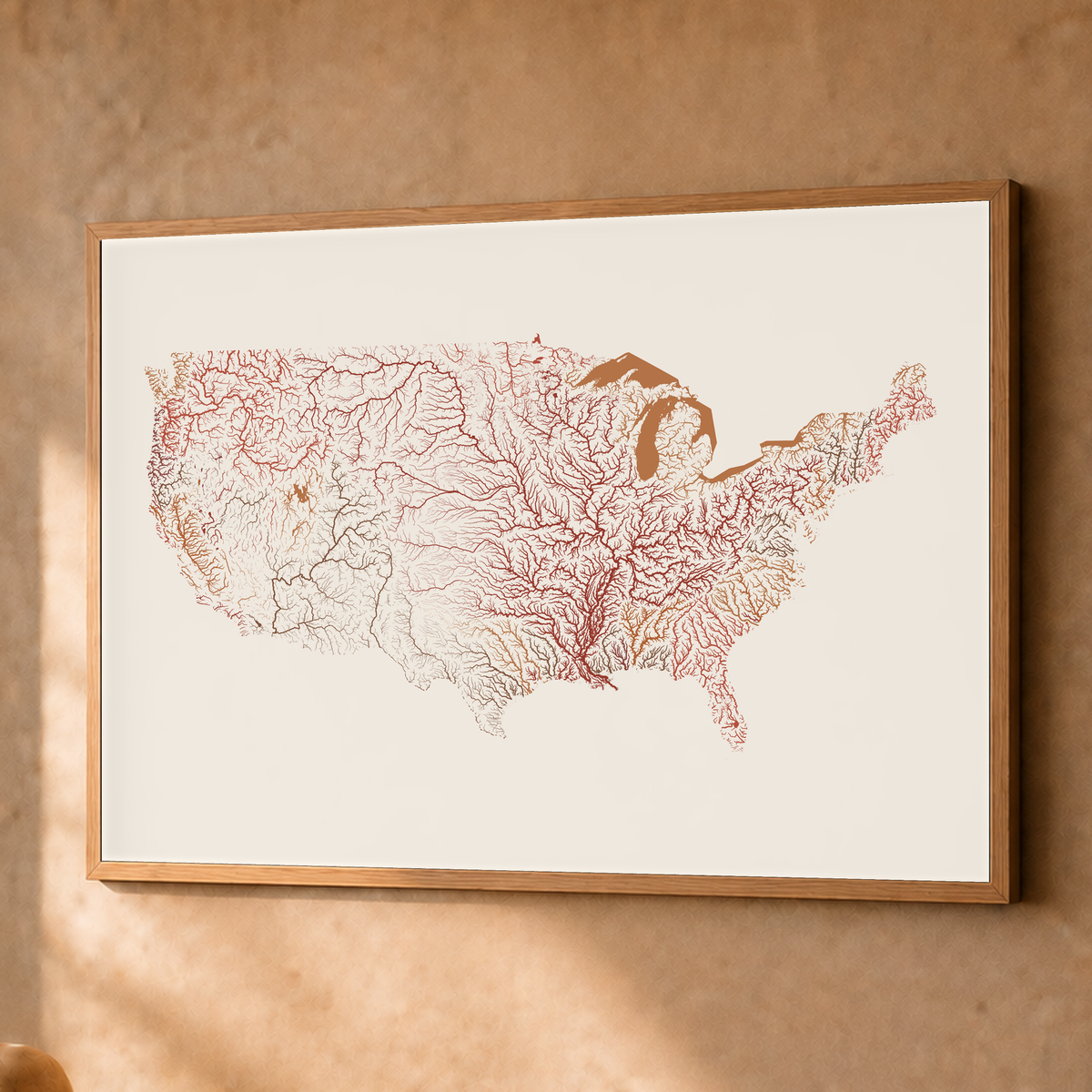 Beautiful Rivers — Estados Unidos — Terracota e areia, Fine art emoldurado · 60 × 80 cm, Natural · Sem margem
