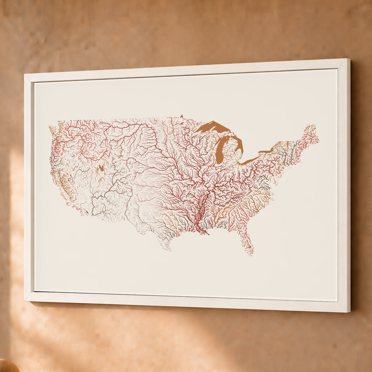 Beautiful Rivers — Estados Unidos — Terracota e areia, Fine art emoldurado · 60 × 80 cm, Branco · Sem margem