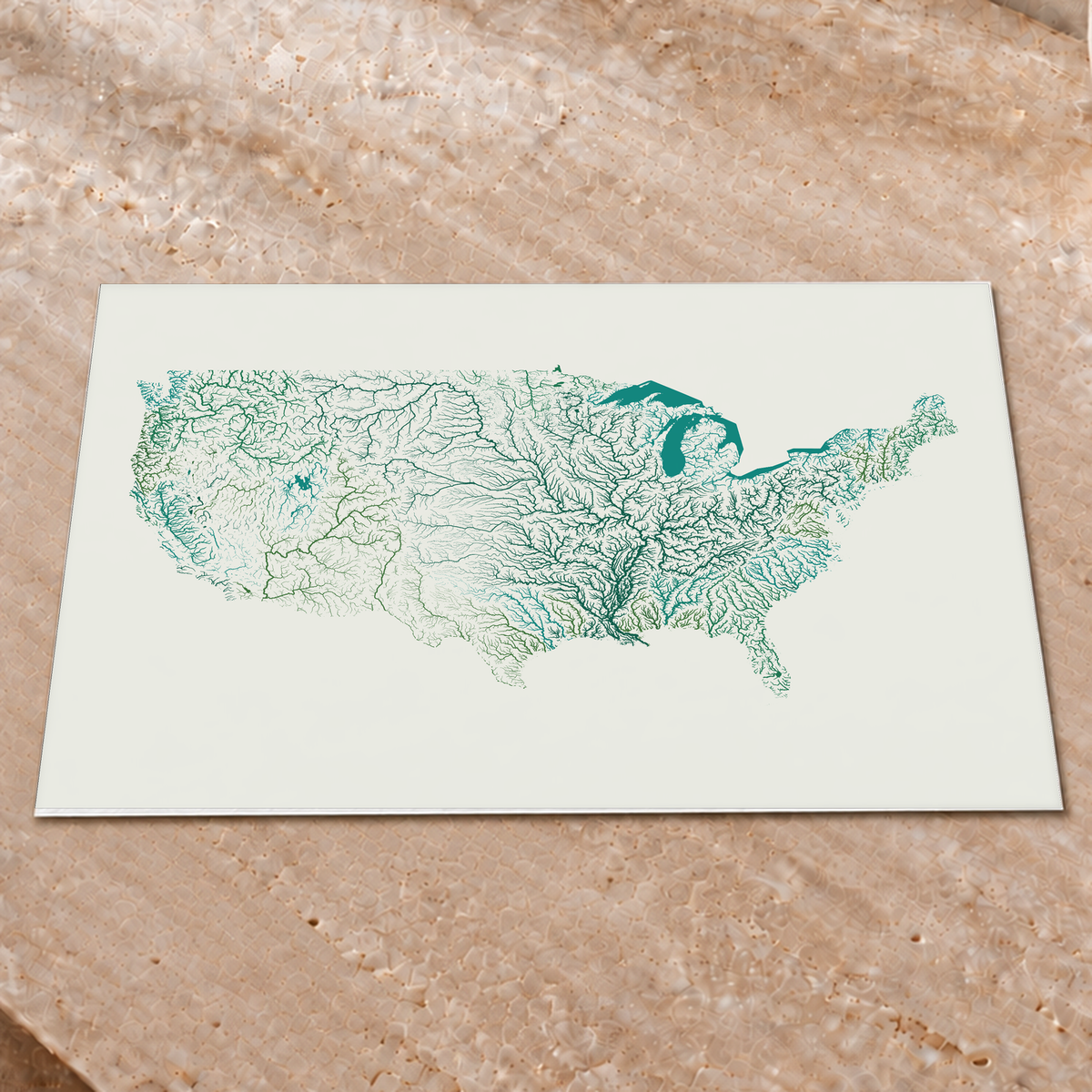 Beautiful Rivers — Estados Unidos — Verde jade e porcelana, Impressão fine art · 45 × 60 cm, Sem margem
