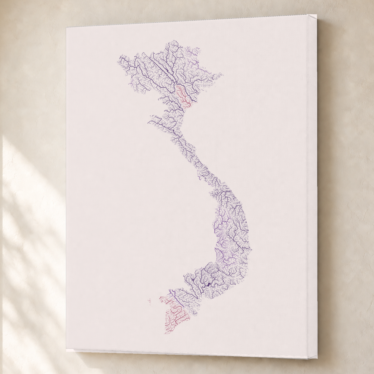 Quadro dos rios do Vietname — Ameixa e rosé, Sem margem — Canvas — 3x4