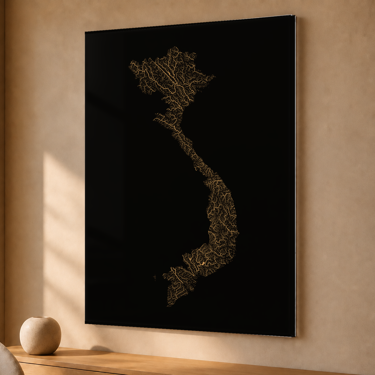 Quadro dos rios do Vietname — Cobre, Sem margem — Acrílico — 3x4