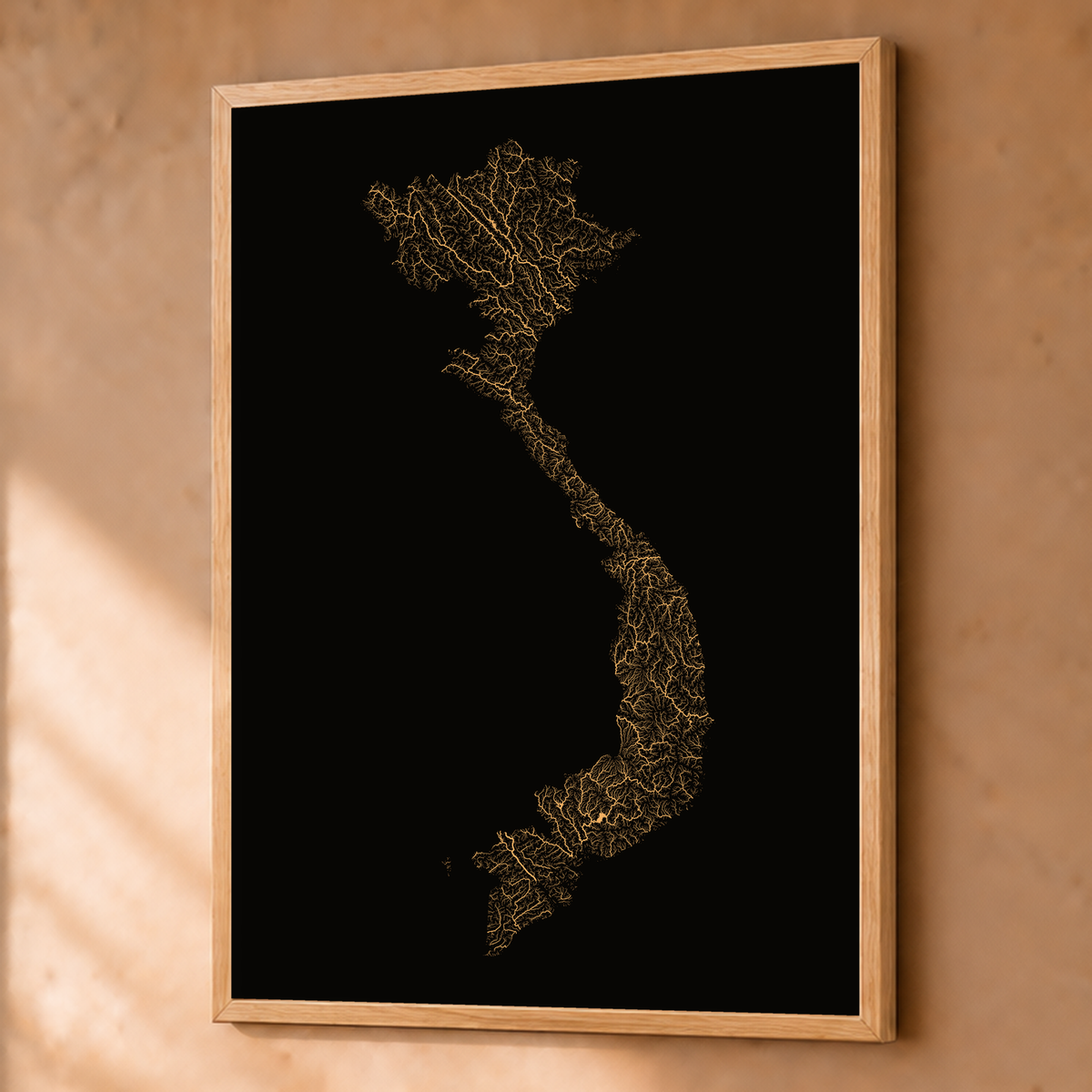 Quadro dos rios do Vietname — Cobre, Natural · Sem margem — Fine art emoldurado — 3x4