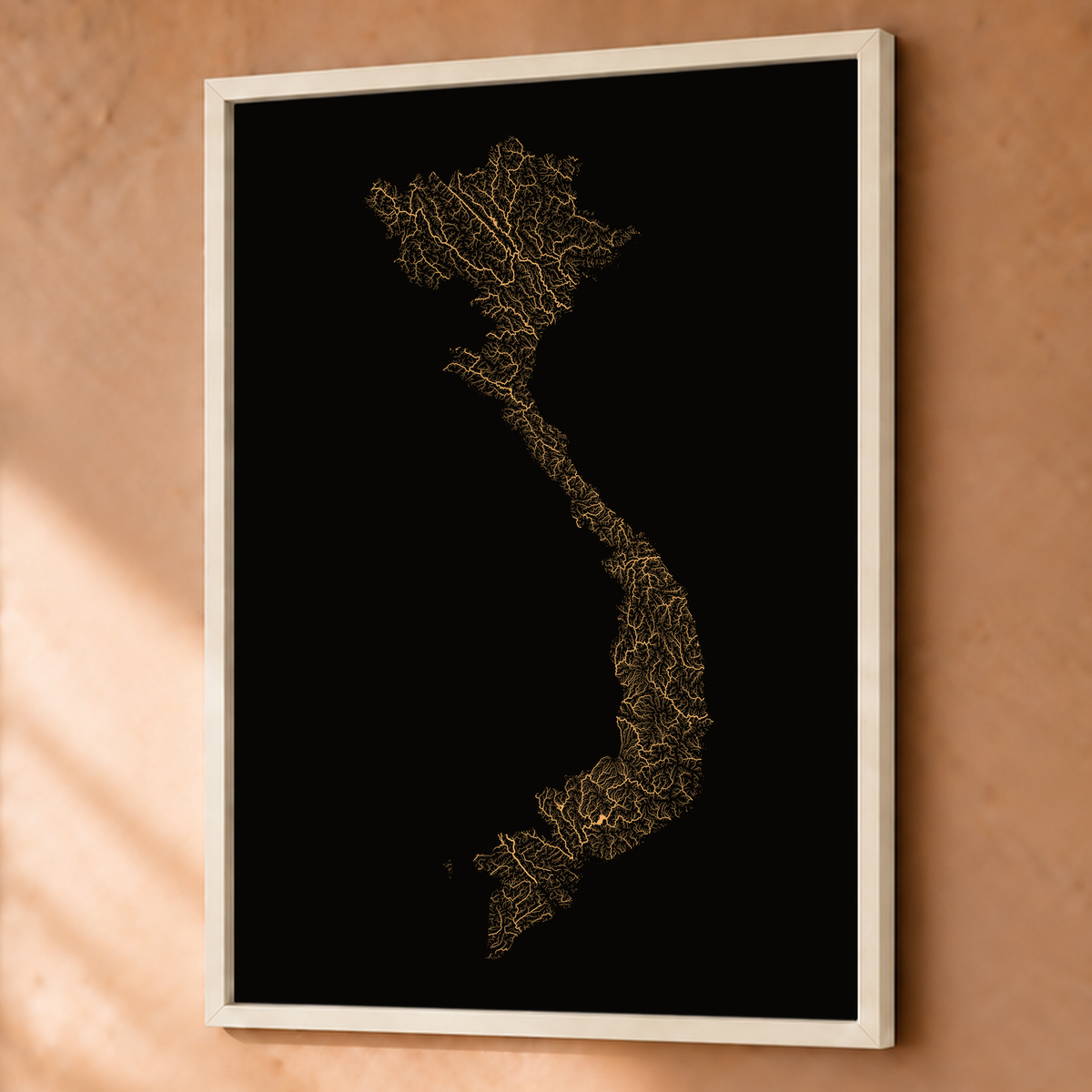 Quadro dos rios do Vietname — Cobre, Branco · Sem margem — Fine art emoldurado — 3x4