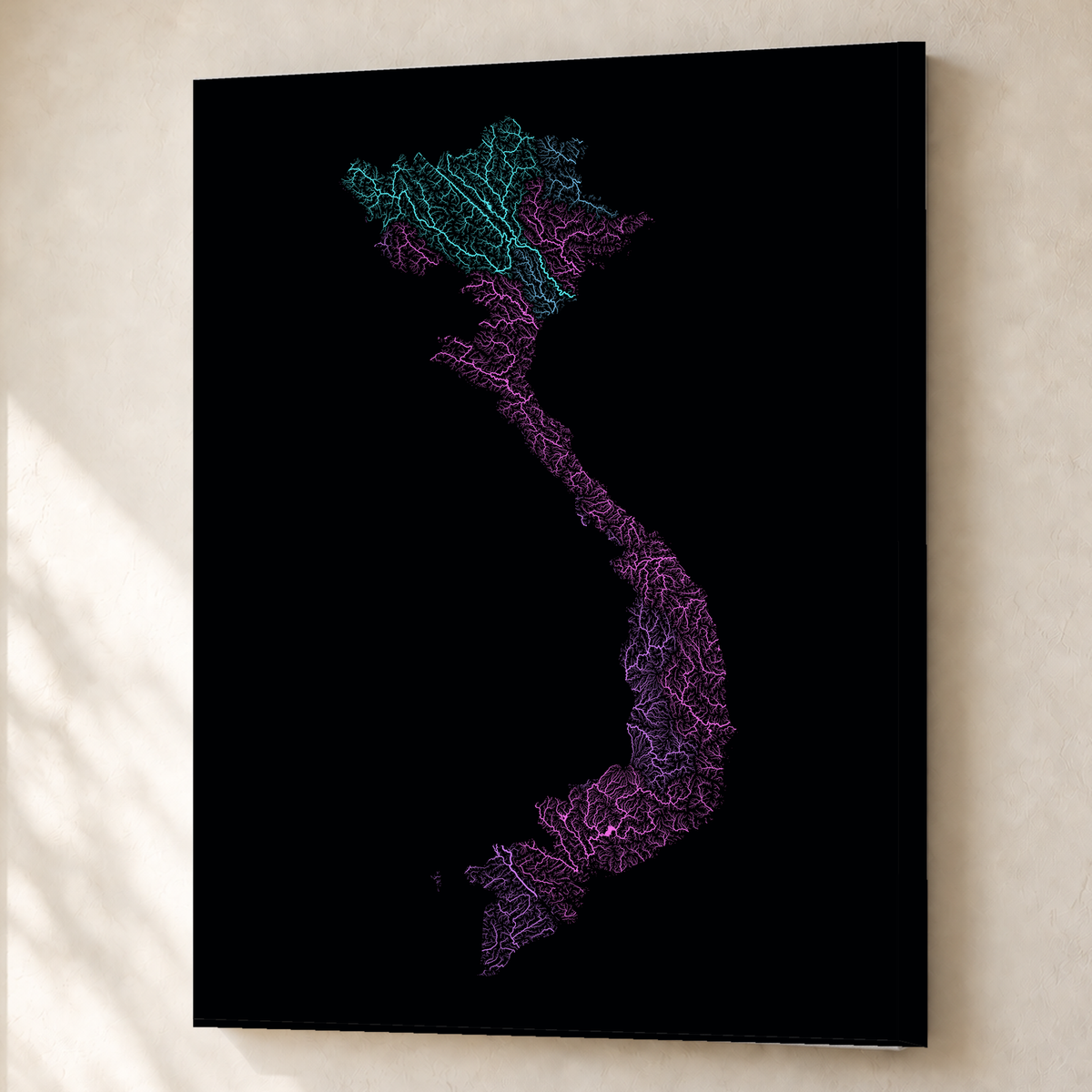 Quadro dos rios do Vietname — Neon hidrográfico, Sem margem — Canvas — 3x4