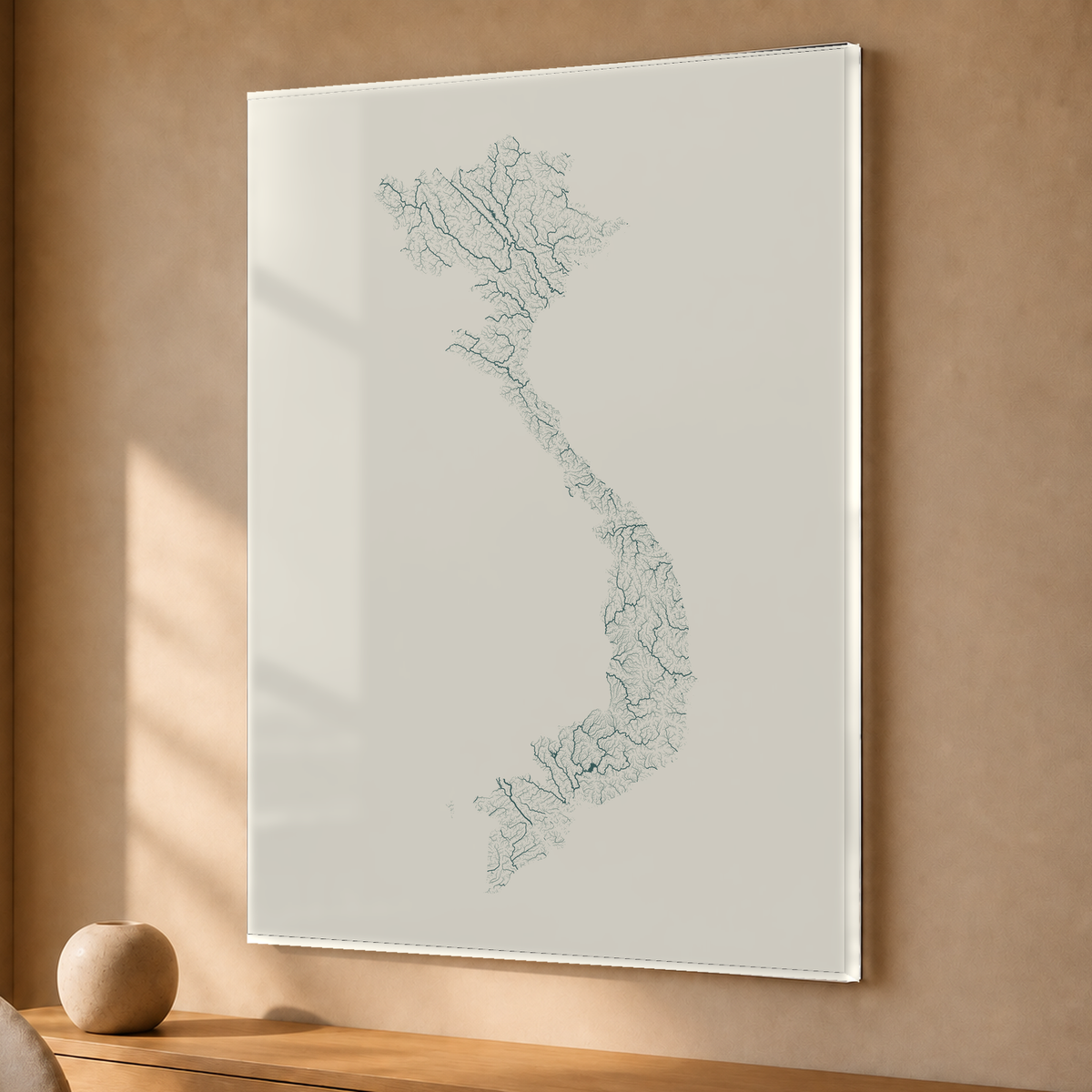 Quadro dos rios do Vietname — Natural e luminosa, Sem margem — Acrílico — 3x4