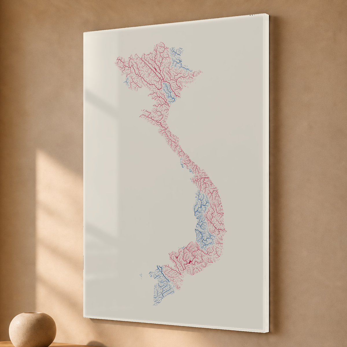 Quadro dos rios do Vietname — Risografia, Sem margem — Acrílico — 2x3