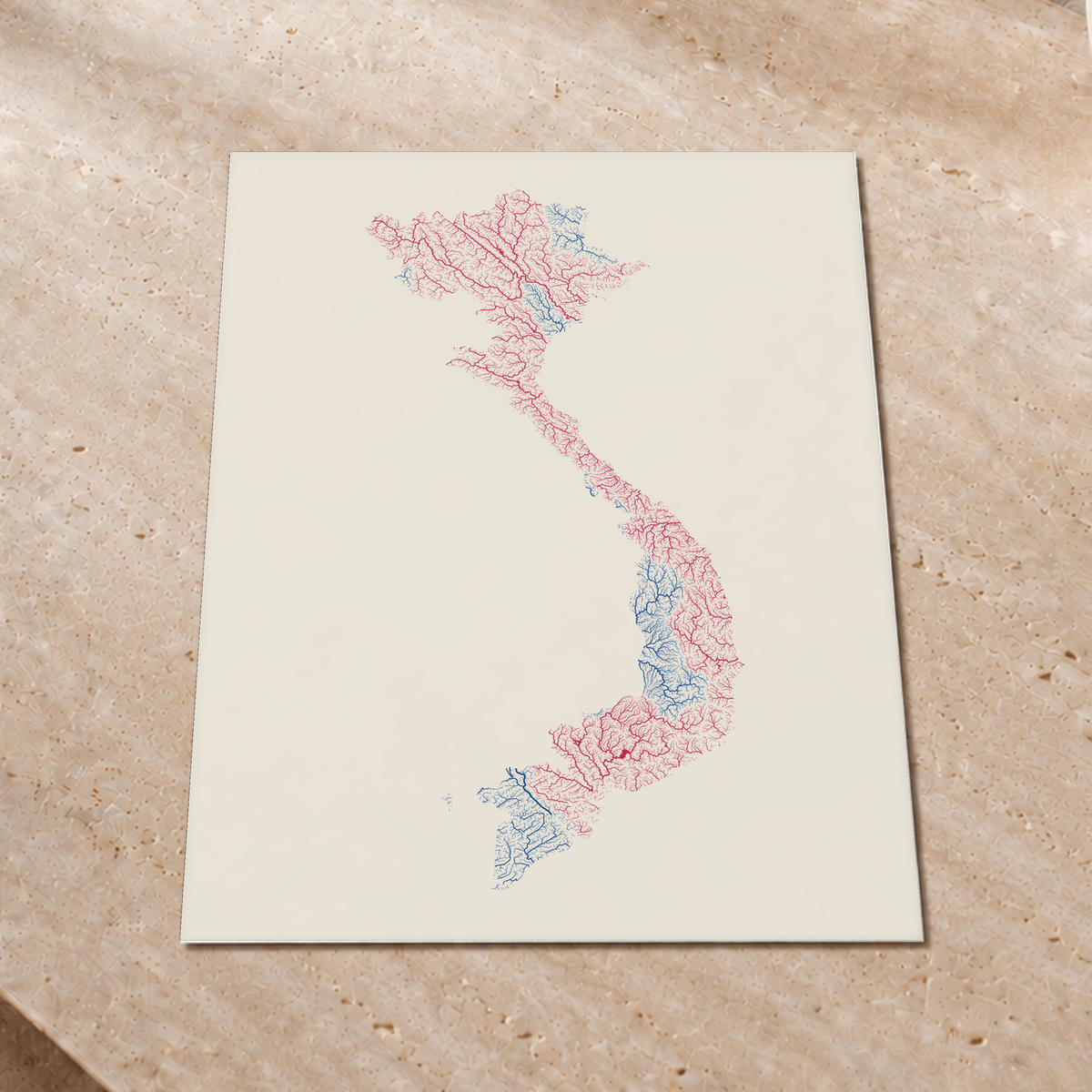 Quadro dos rios do Vietname — Risografia, Sem margem — Fine art print — 3x4