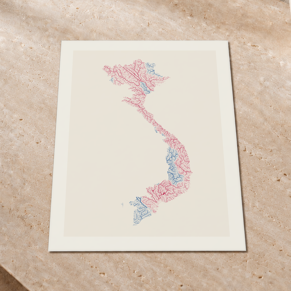 Quadro dos rios do Vietname — Risografia, Margem branca — Fine art print — 3x4