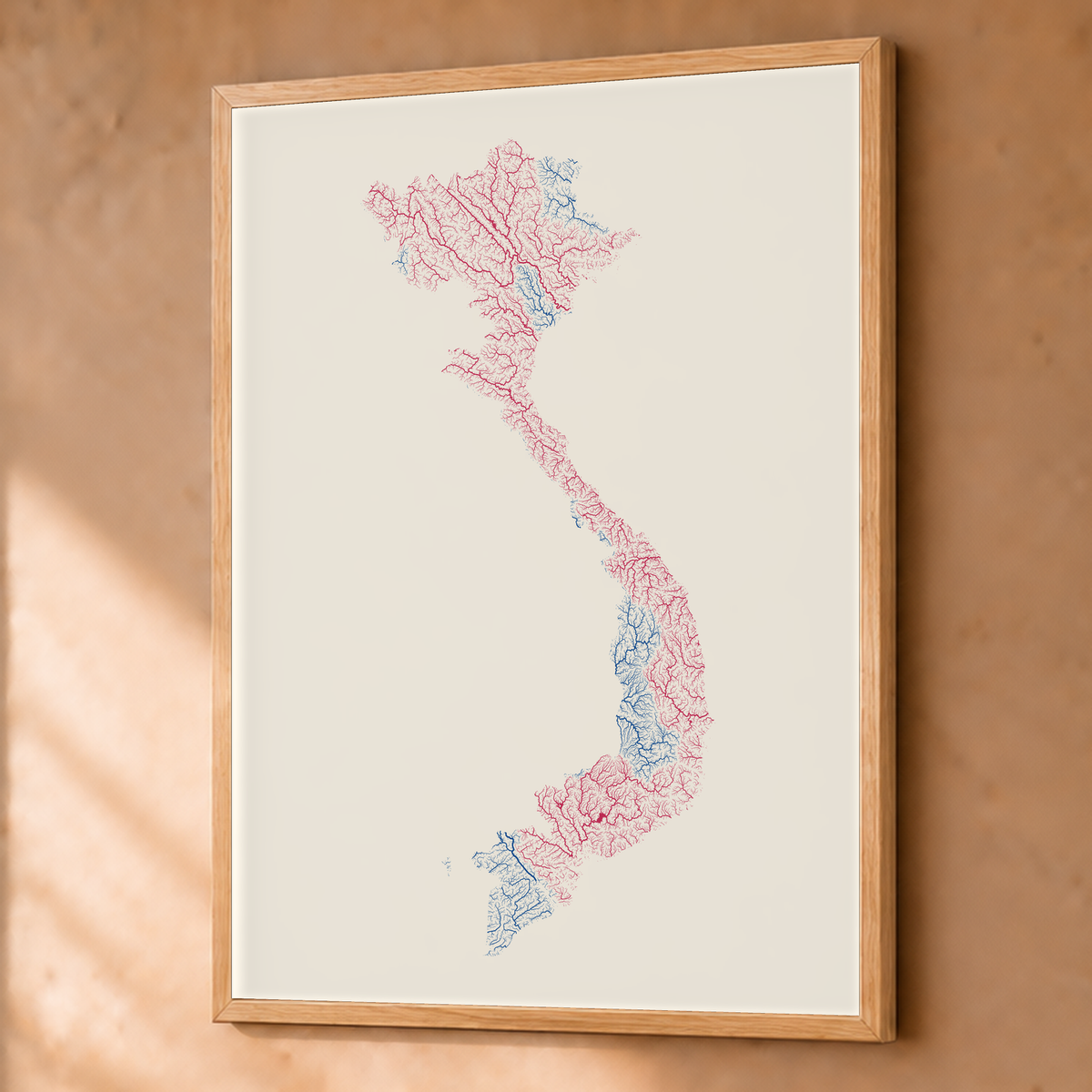 Quadro dos rios do Vietname — Risografia, Natural · Sem margem — Fine art emoldurado — 3x4