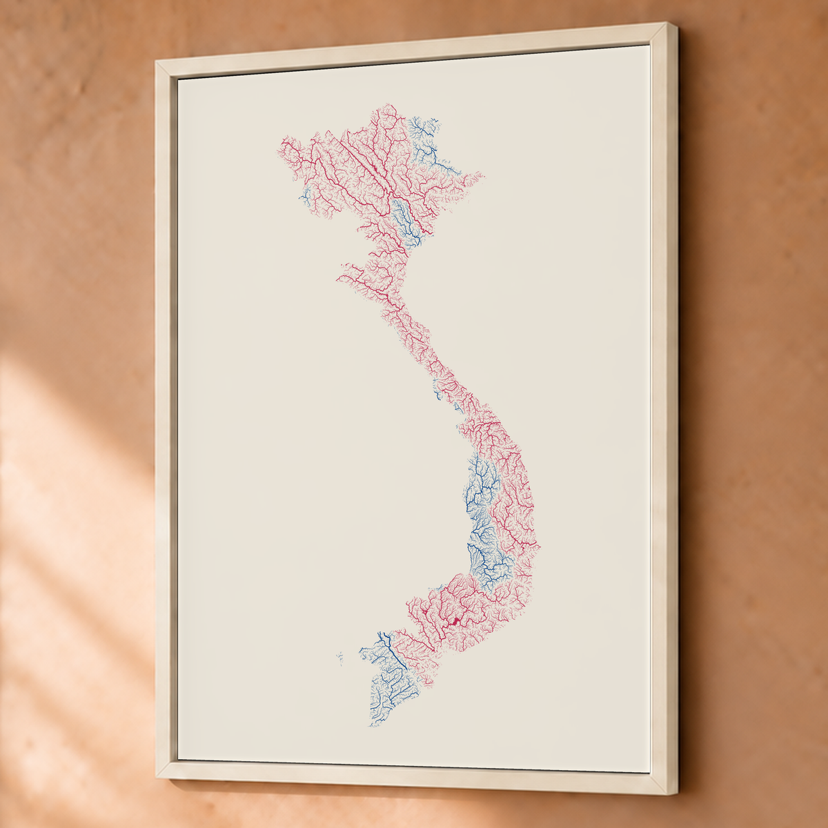Quadro dos rios do Vietname — Risografia, Branco · Sem margem — Fine art emoldurado — 3x4