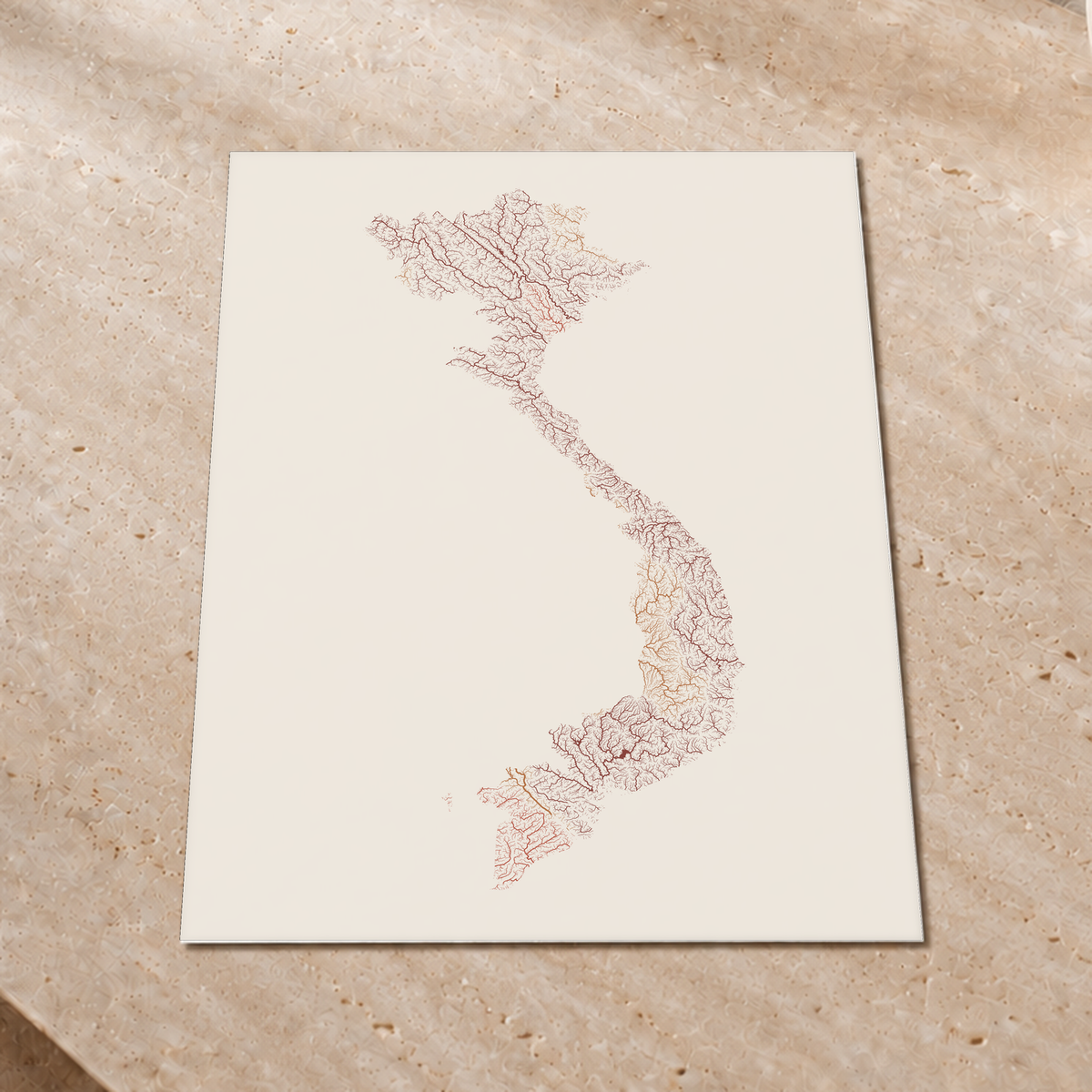 Quadro dos rios do Vietname — Terracota e areia, Sem margem — Fine art print — 3x4
