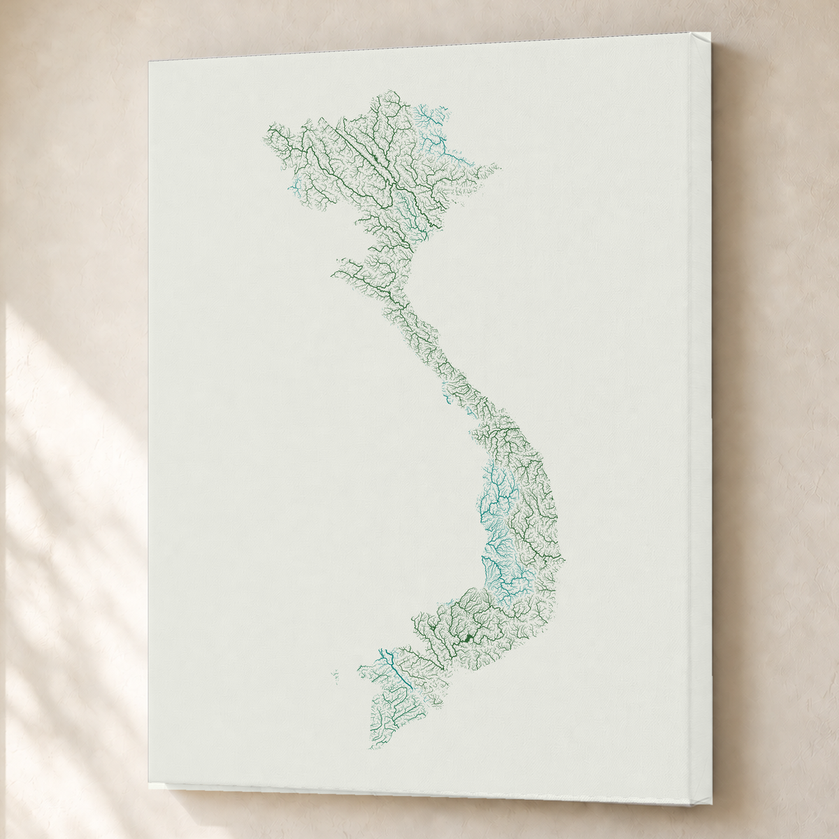 Quadro dos rios do Vietname — Verde jade e porcelana, Sem margem — Canvas — 3x4