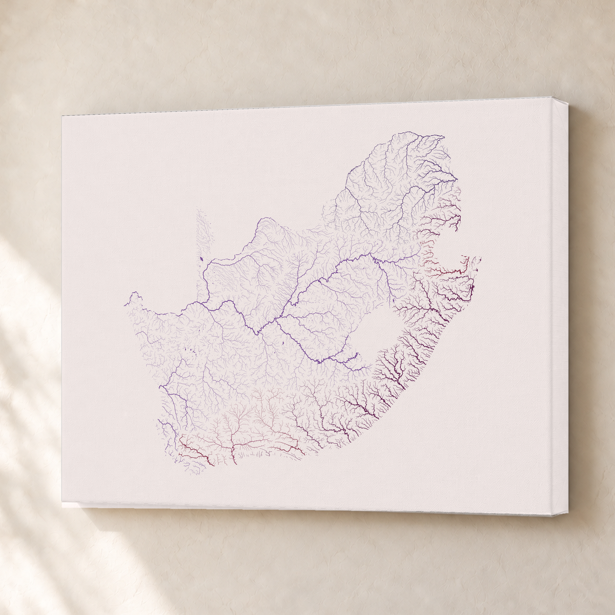 Beautiful Rivers — África do Sul — Ameixa e rosé, Canvas · 30 × 40 cm, Sem margem