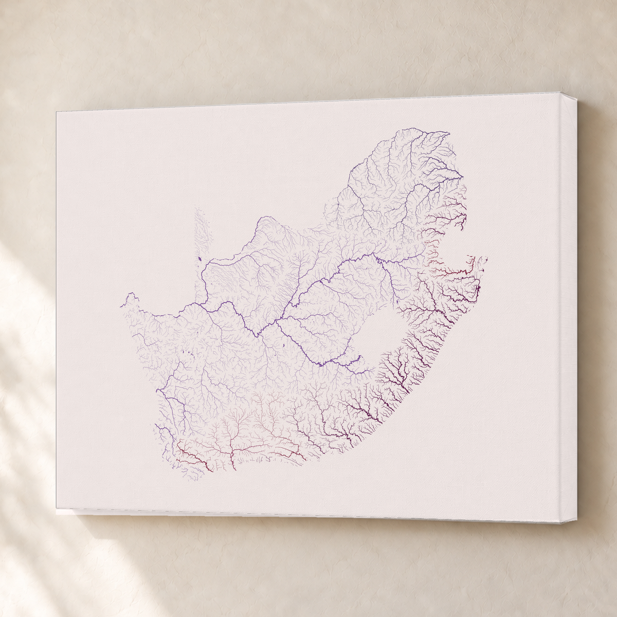 Beautiful Rivers — África do Sul — Ameixa e rosé, Canvas · 45 × 60 cm, Sem margem