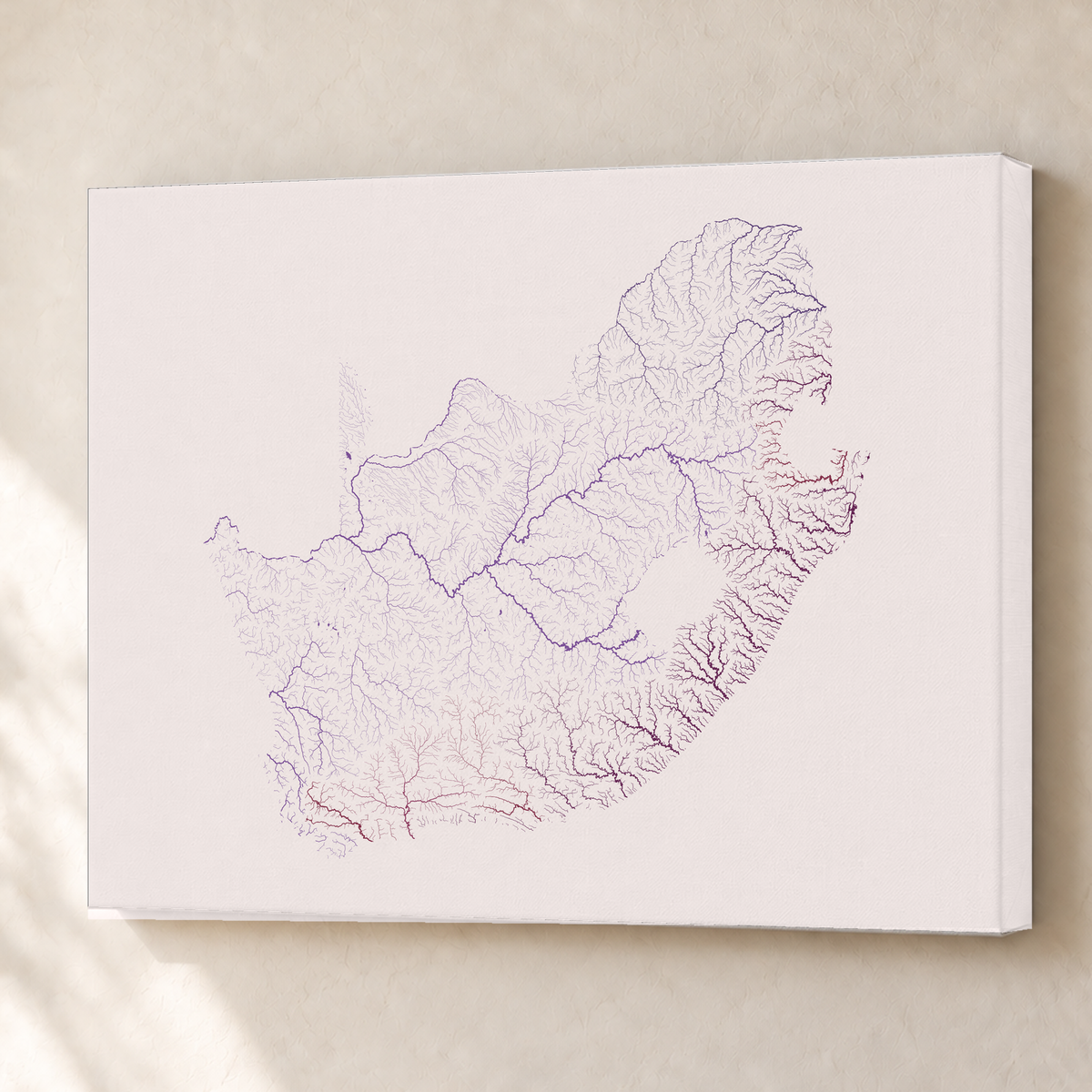 Beautiful Rivers — África do Sul — Ameixa e rosé, Canvas · 60 × 80 cm, Sem margem