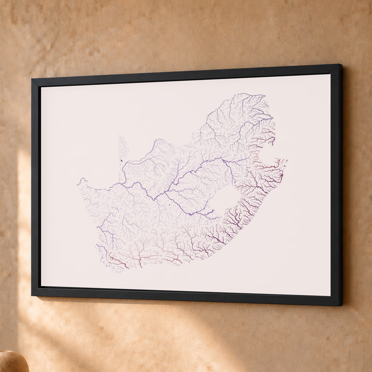 Beautiful Rivers — África do Sul — Ameixa e rosé, Fine art emoldurado · 30 × 40 cm, Preto · Sem margem