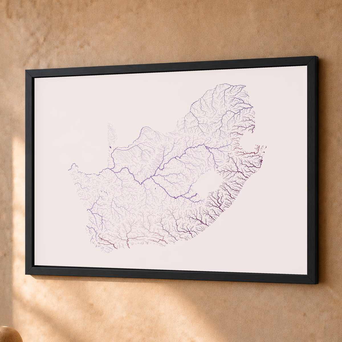 Beautiful Rivers — África do Sul — Ameixa e rosé, Fine art emoldurado · 45 × 60 cm, Preto · Sem margem