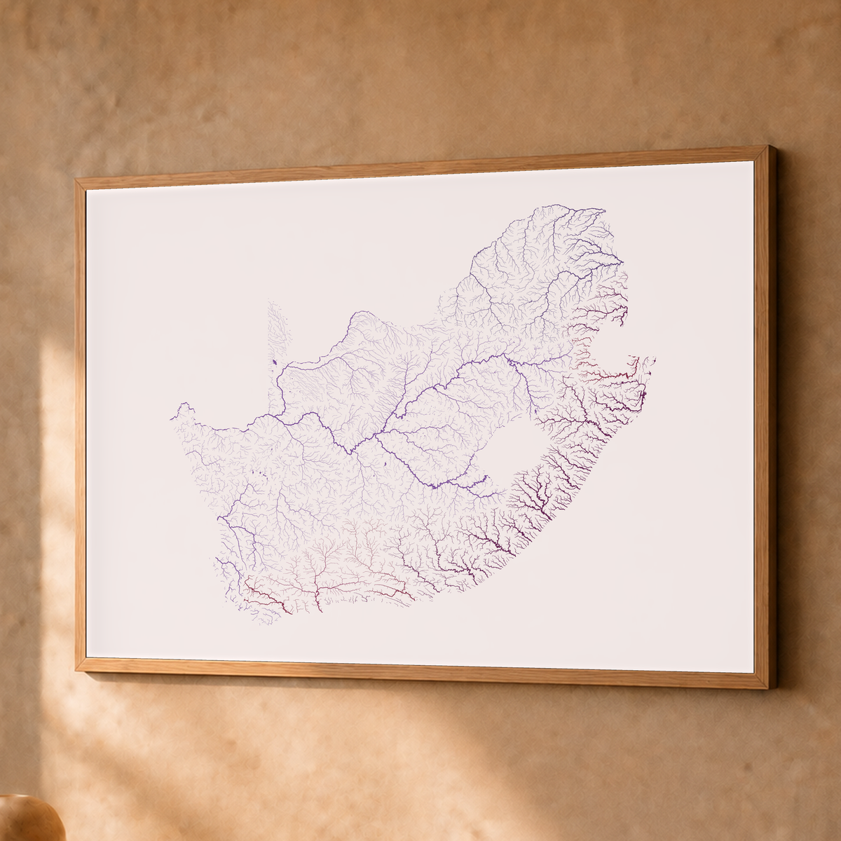 Beautiful Rivers — África do Sul — Ameixa e rosé, Fine art emoldurado · 45 × 60 cm, Natural · Sem margem