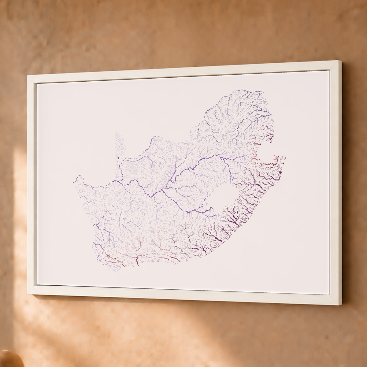 Beautiful Rivers — África do Sul — Ameixa e rosé, Fine art emoldurado · 45 × 60 cm, Branco · Sem margem