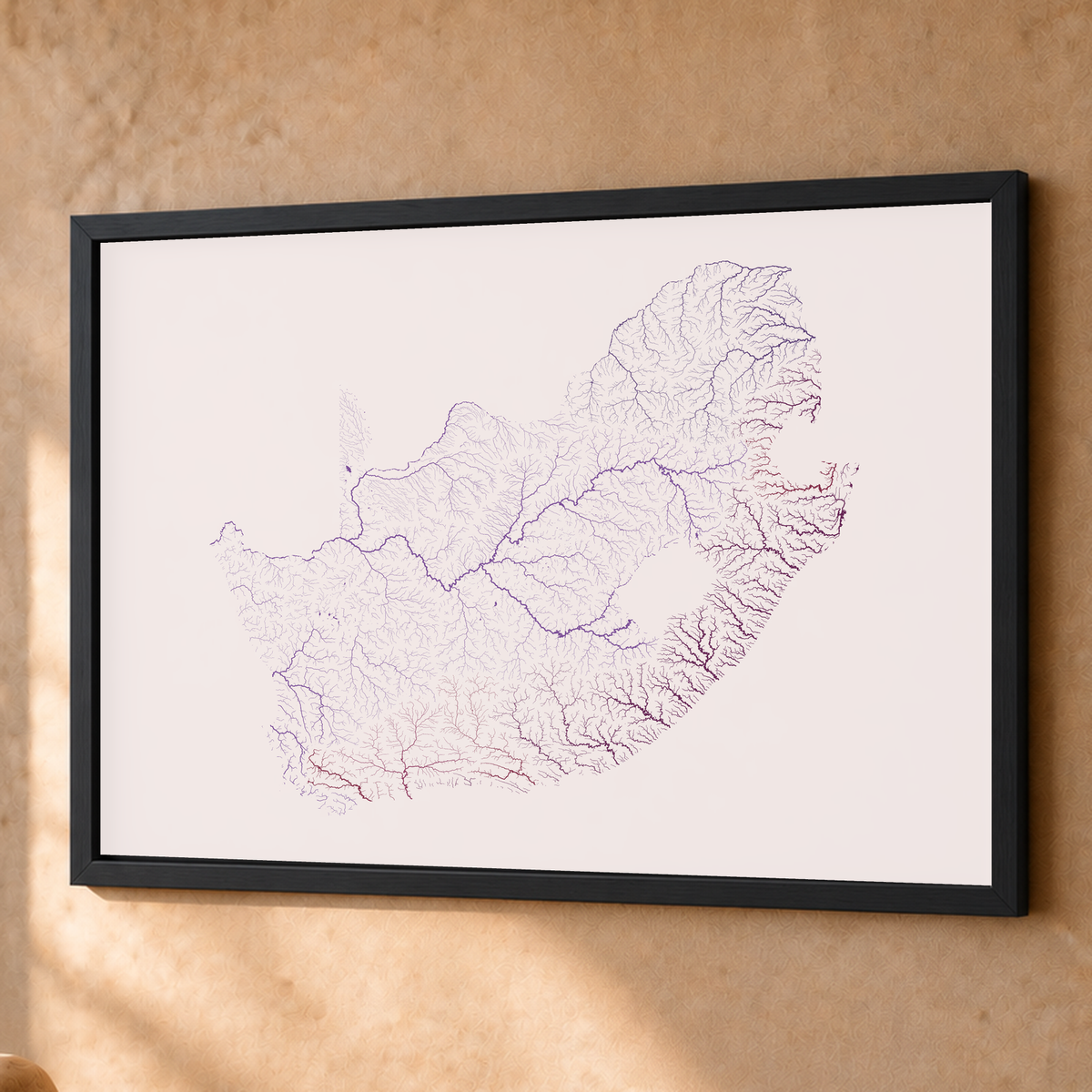 Beautiful Rivers — África do Sul — Ameixa e rosé, Fine art emoldurado · 60 × 80 cm, Preto · Sem margem