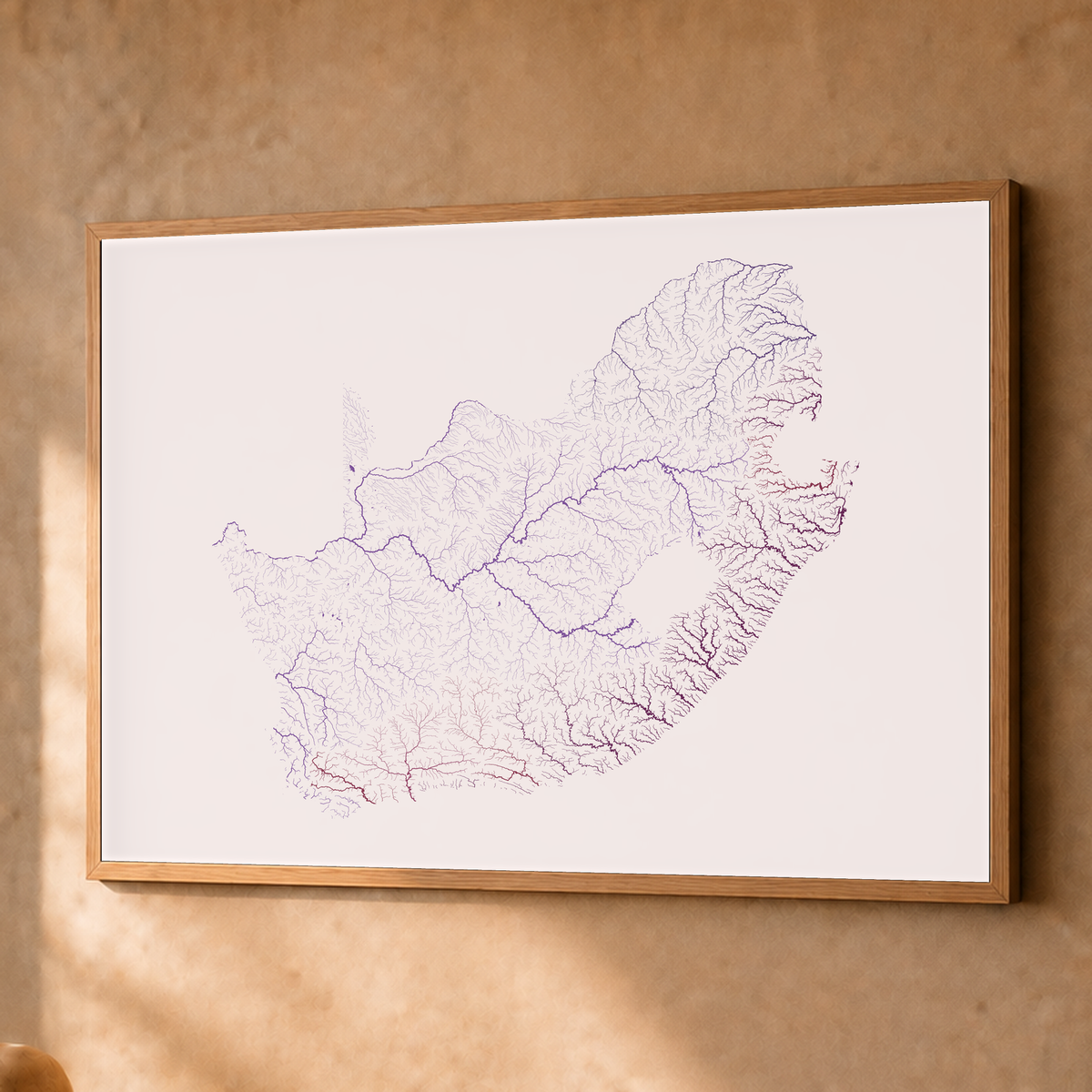 Beautiful Rivers — África do Sul — Ameixa e rosé, Fine art emoldurado · 60 × 80 cm, Natural · Sem margem
