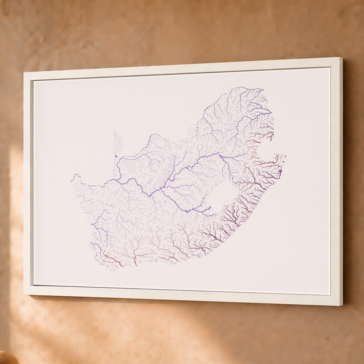 Beautiful Rivers — África do Sul — Ameixa e rosé, Fine art emoldurado · 60 × 80 cm, Branco · Sem margem