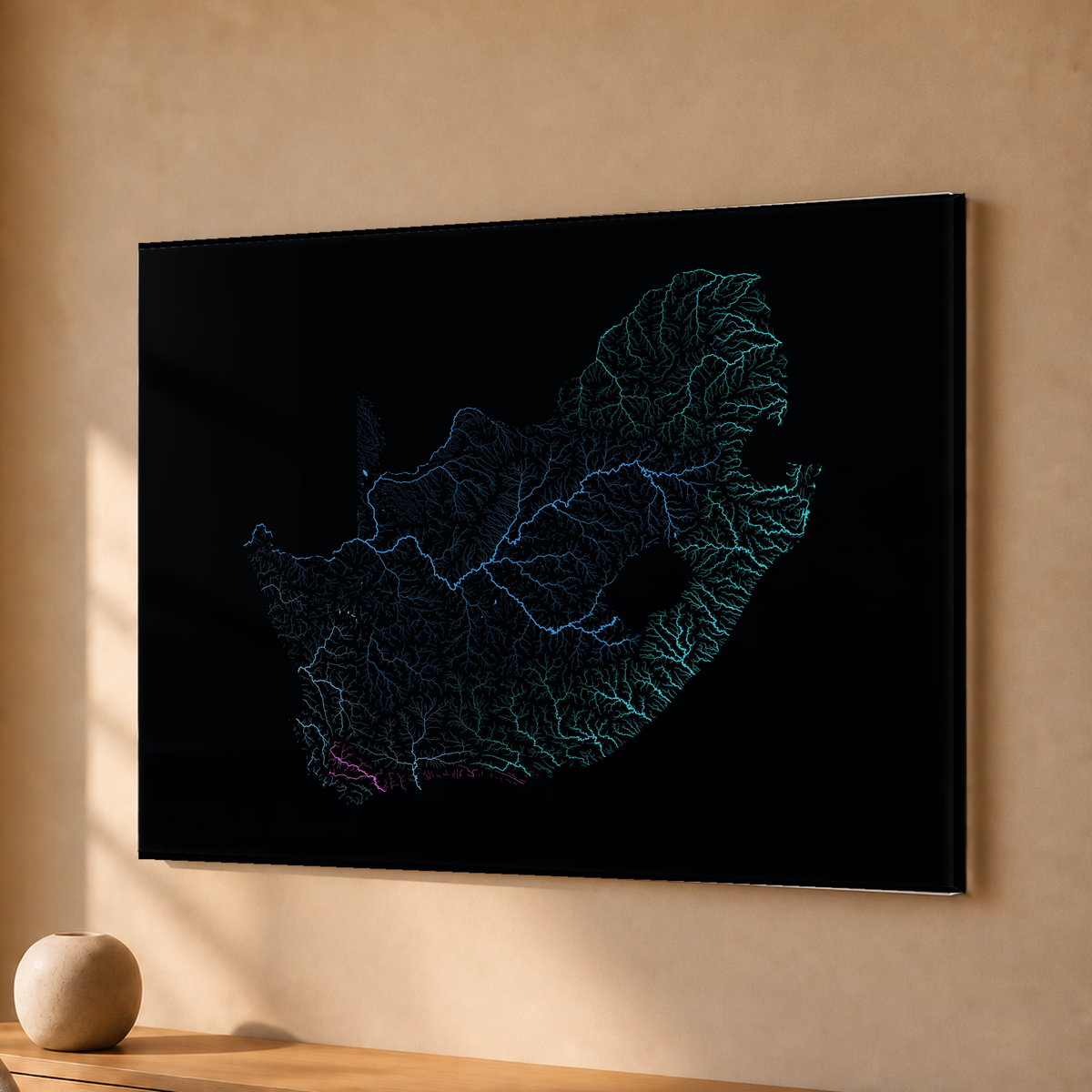 Beautiful Rivers — África do Sul — Neon hidrográfico, Acrílico · 30 × 40 cm, Sem margem
