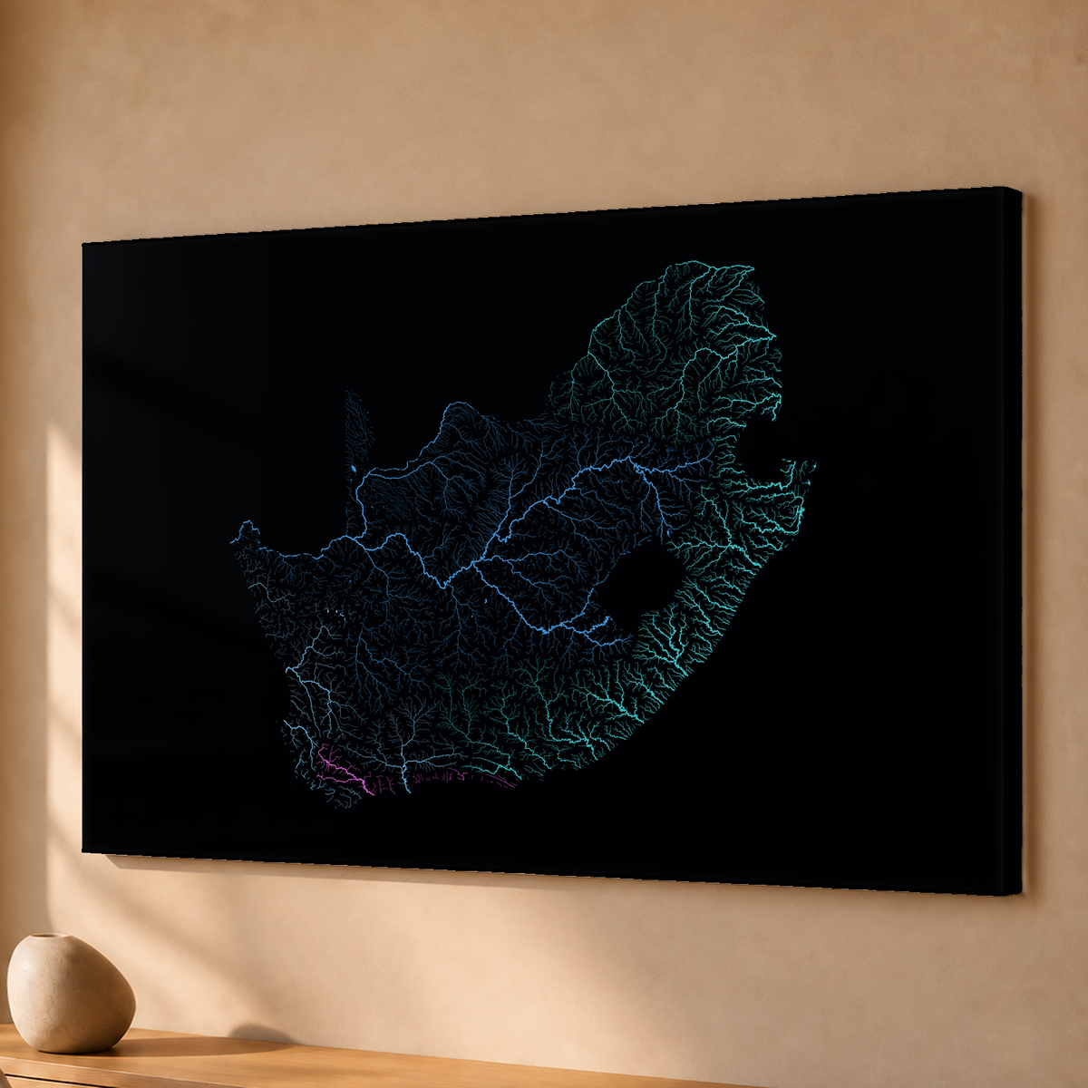 Beautiful Rivers — África do Sul — Neon hidrográfico, Acrílico · 40 × 60 cm, Sem margem