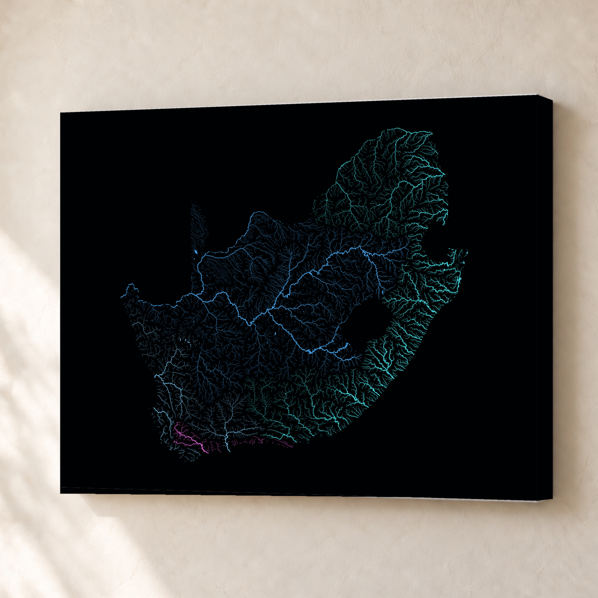 Beautiful Rivers — África do Sul — Neon hidrográfico, Canvas · 30 × 40 cm, Sem margem