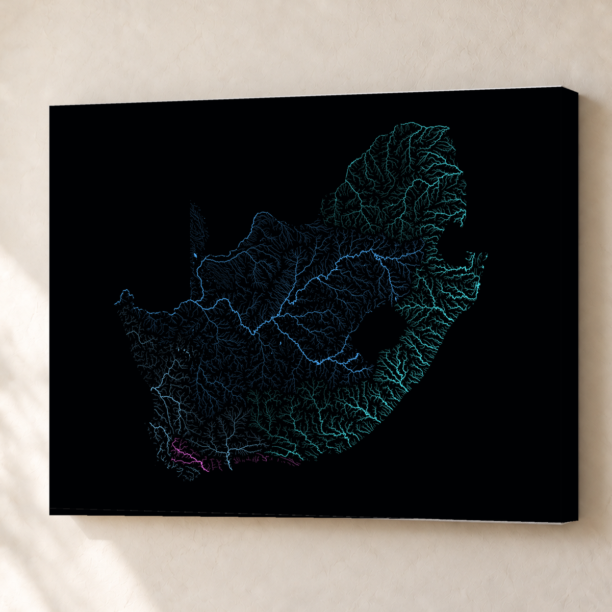 Beautiful Rivers — África do Sul — Neon hidrográfico, Canvas · 60 × 80 cm, Sem margem