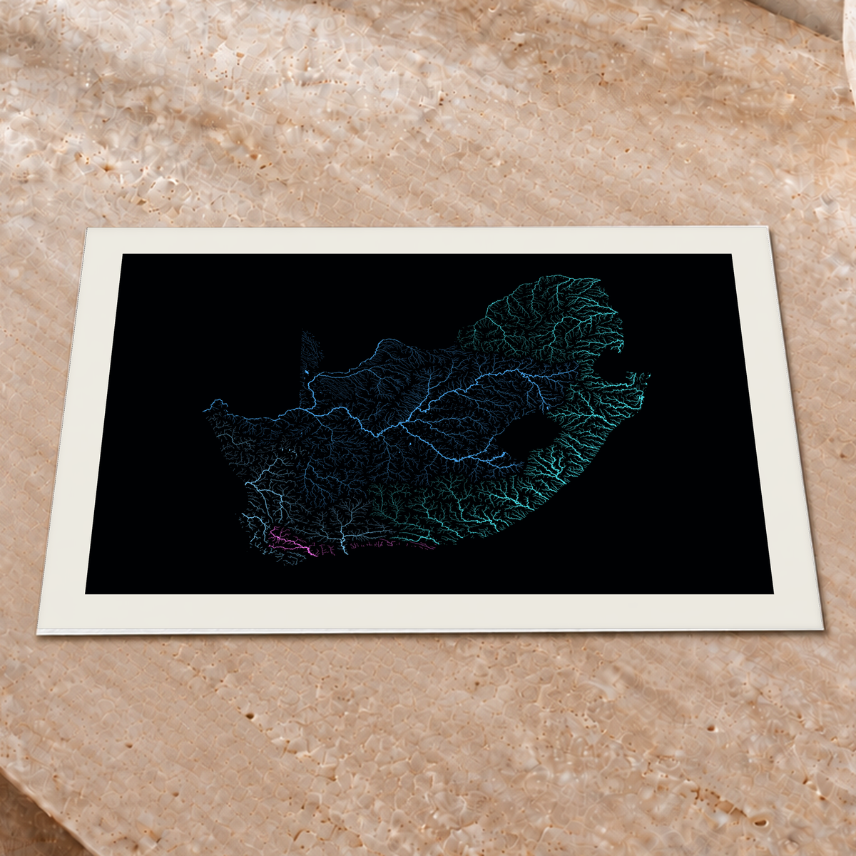 Beautiful Rivers — África do Sul — Neon hidrográfico, Impressão fine art · 30 × 40 cm, Margem branca