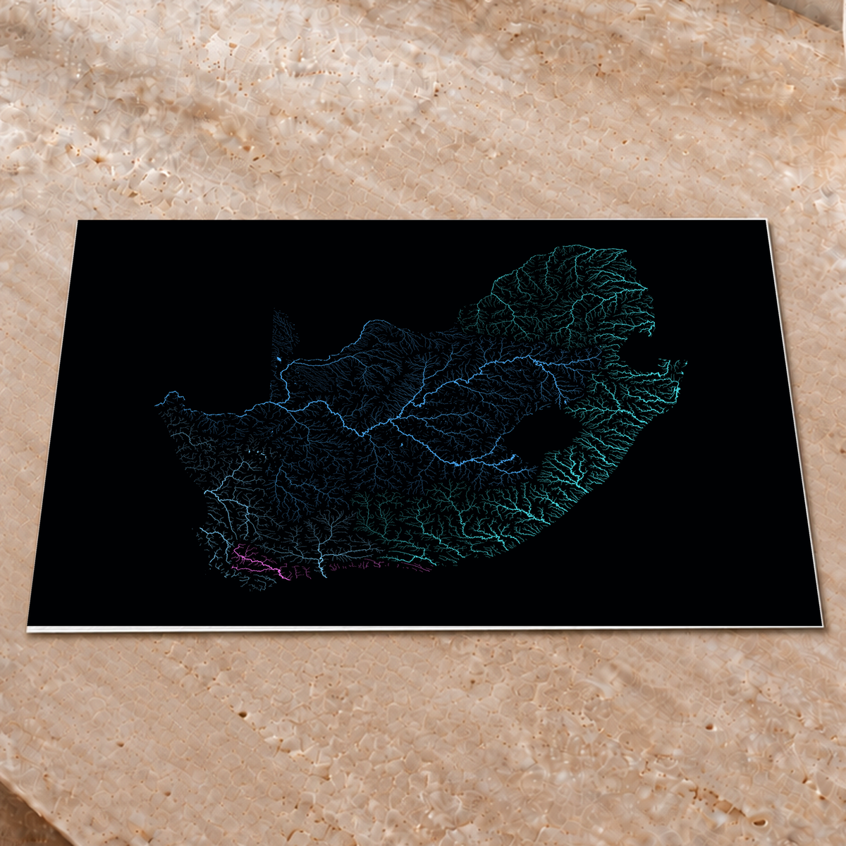 Beautiful Rivers — África do Sul — Neon hidrográfico, Impressão fine art · 45 × 60 cm, Sem margem