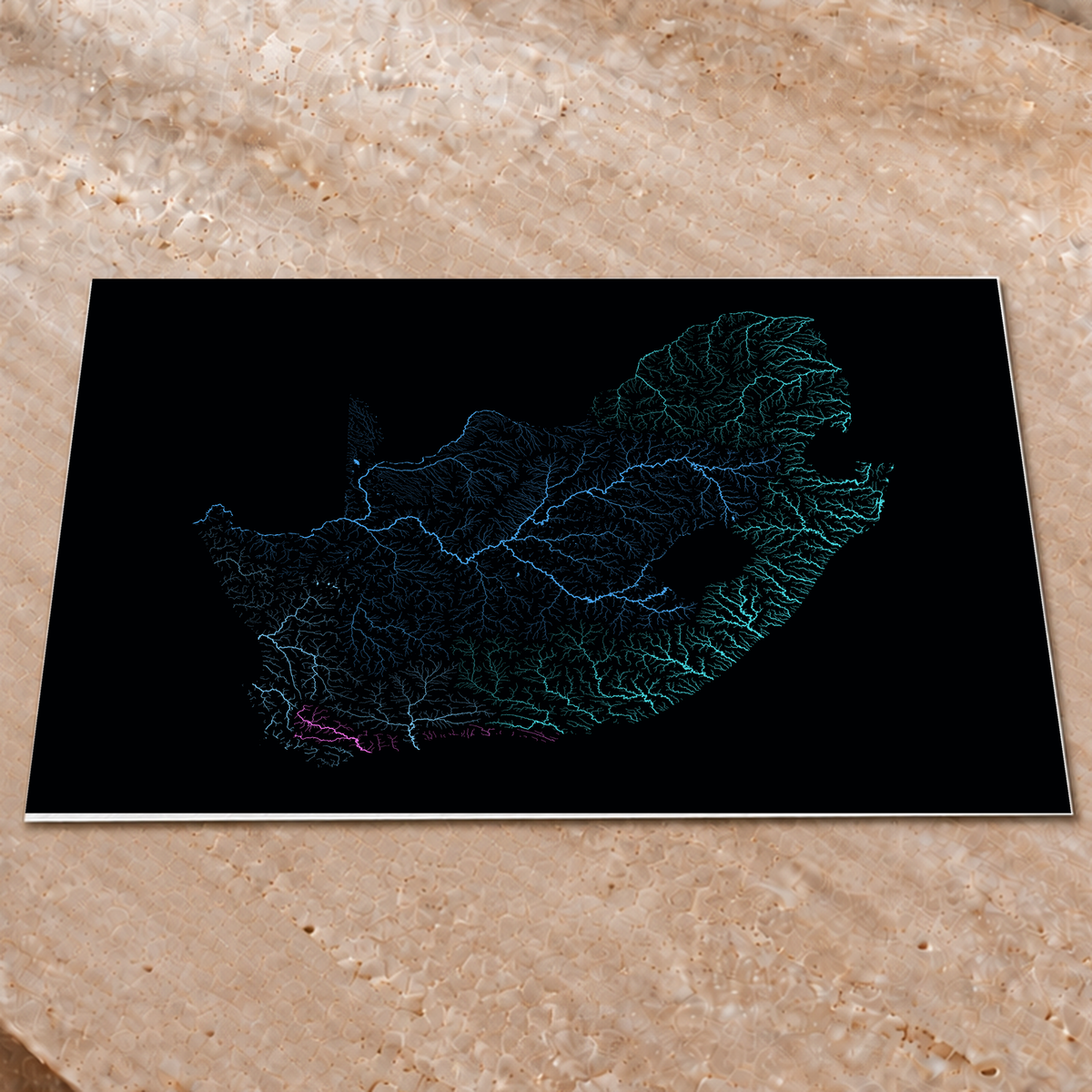 Beautiful Rivers — África do Sul — Neon hidrográfico, Impressão fine art · 60 × 80 cm, Sem margem