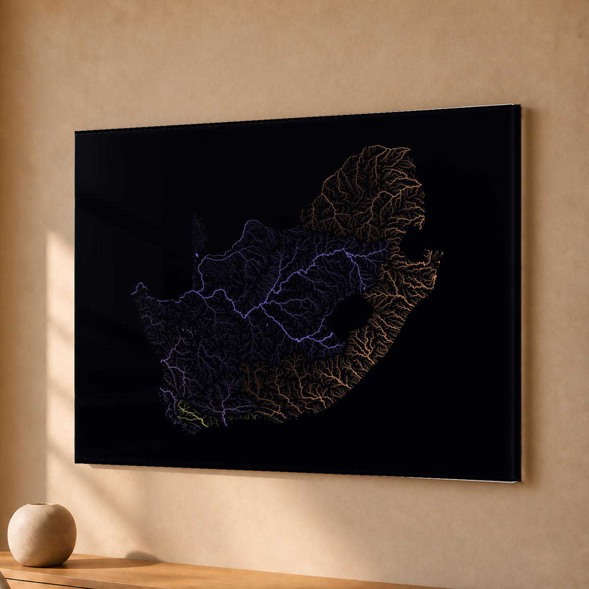 Beautiful Rivers — África do Sul — Neon por território, Acrílico · 30 × 40 cm, Sem margem