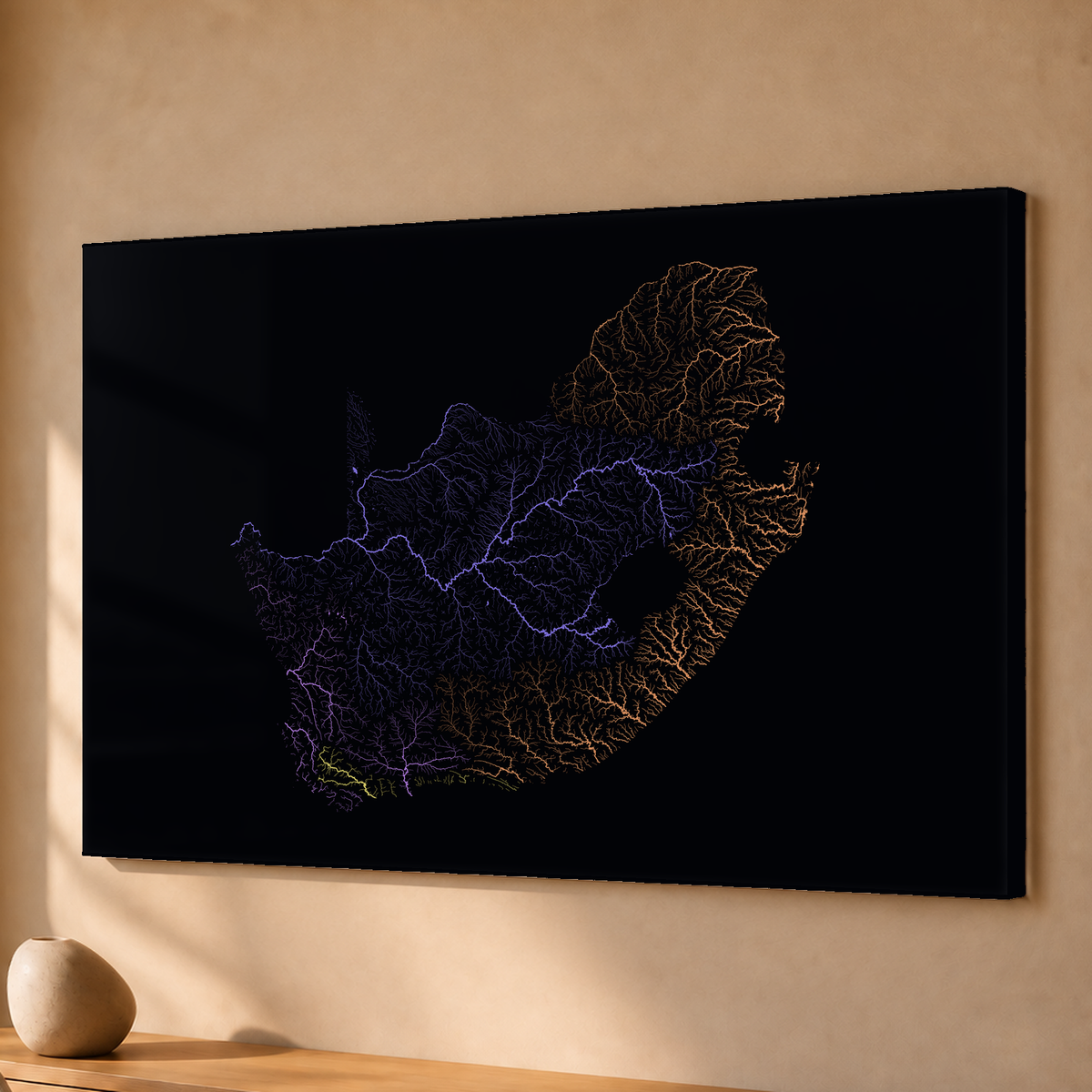 Beautiful Rivers — África do Sul — Neon por território, Acrílico · 40 × 60 cm, Sem margem