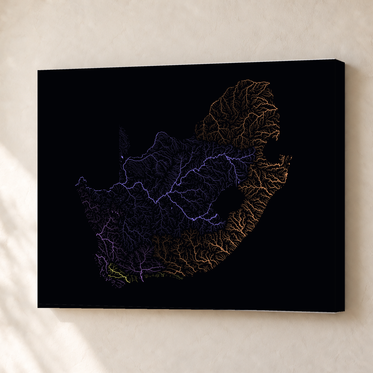 Beautiful Rivers — África do Sul — Neon por território, Canvas · 30 × 40 cm, Sem margem