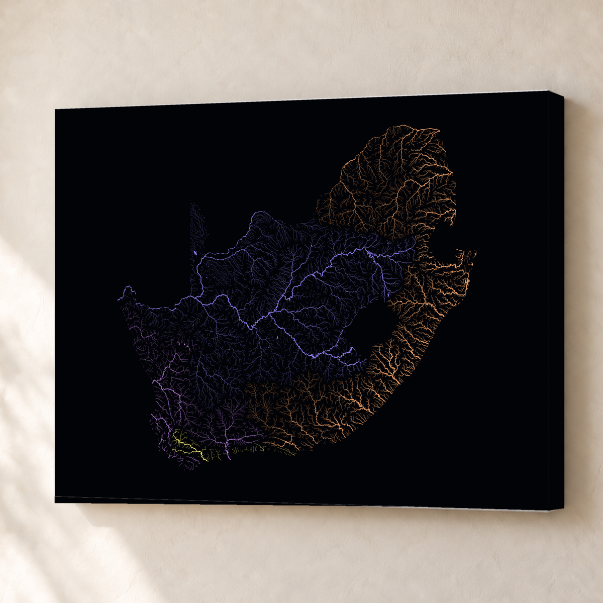 Beautiful Rivers — África do Sul — Neon por território, Canvas · 45 × 60 cm, Sem margem