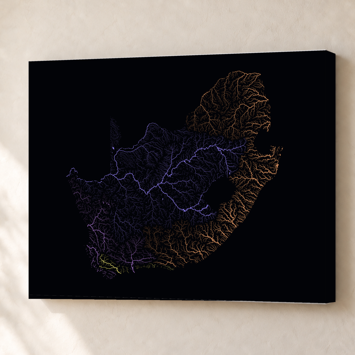 Beautiful Rivers — África do Sul — Neon por território, Canvas · 60 × 80 cm, Sem margem