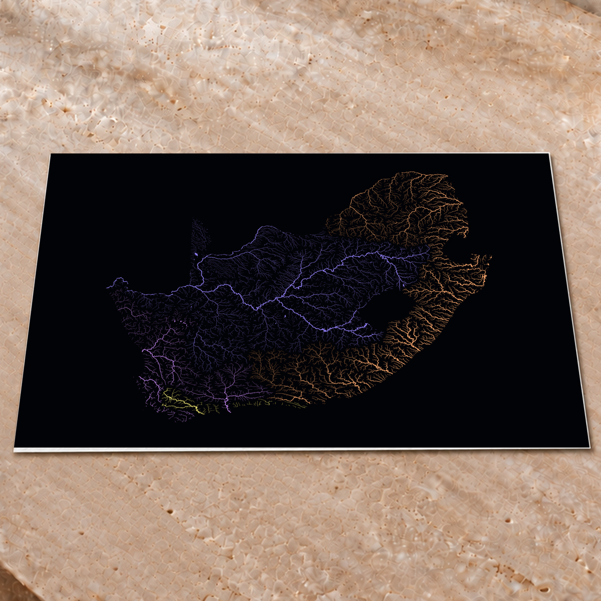 Beautiful Rivers — África do Sul — Neon por território, Impressão fine art · 60 × 80 cm, Sem margem