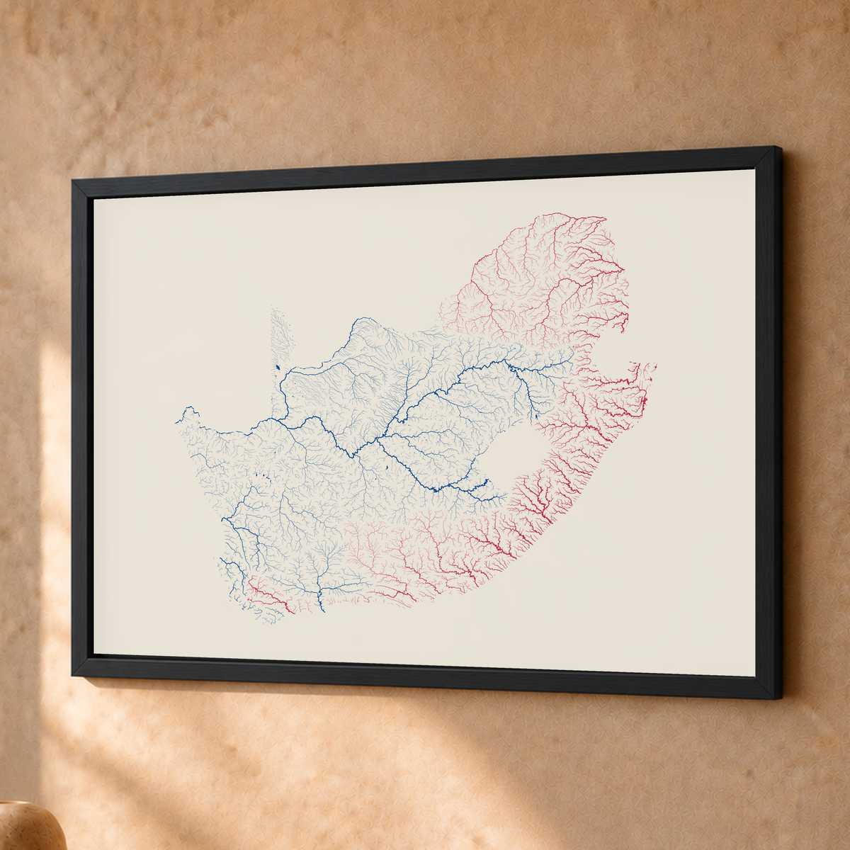 Beautiful Rivers — África do Sul — Risografia, Fine art emoldurado · 30 × 40 cm, Preto · Sem margem