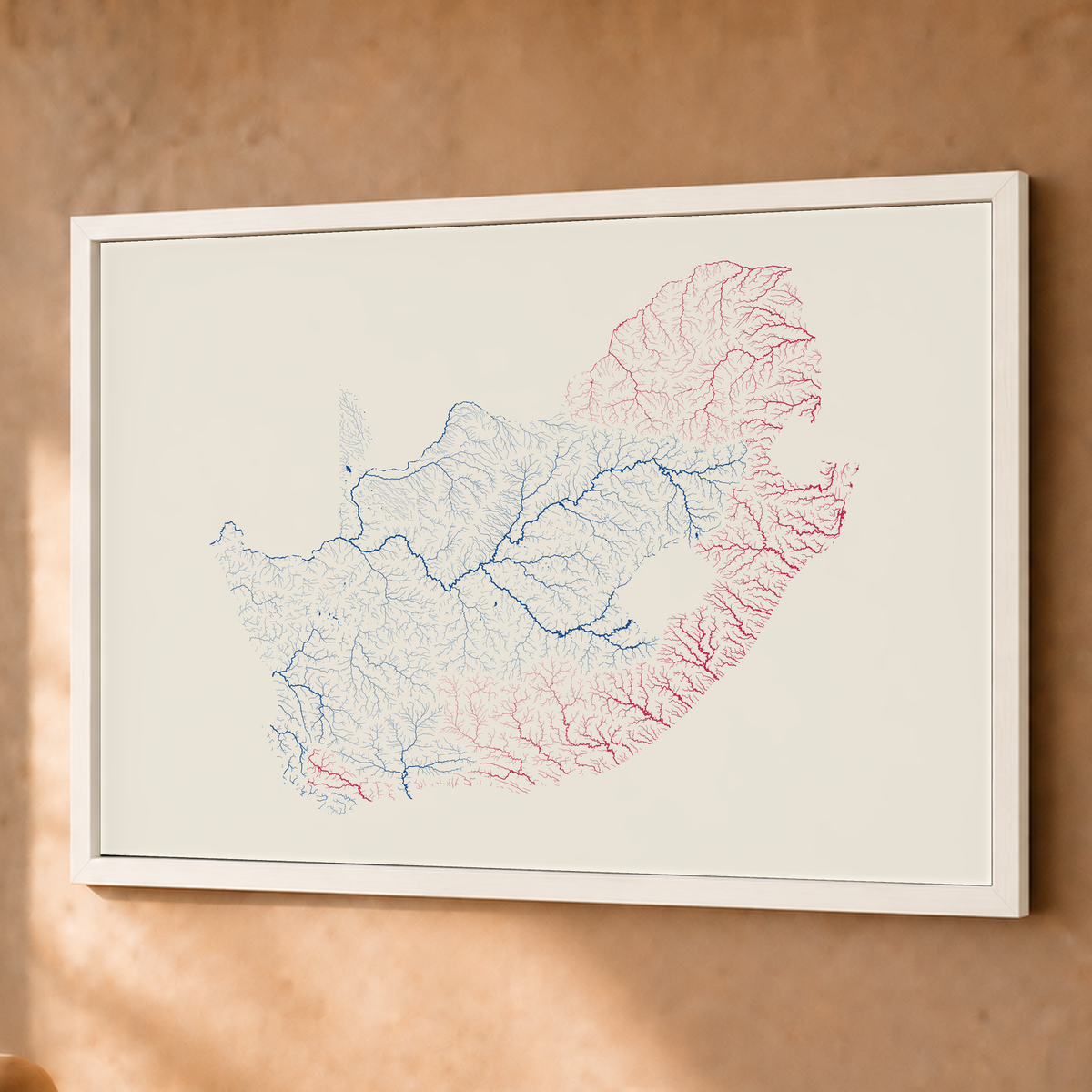 Beautiful Rivers — África do Sul — Risografia, Fine art emoldurado · 60 × 80 cm, Branco · Sem margem