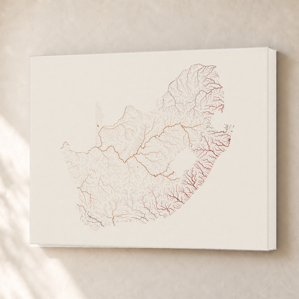 Beautiful Rivers — África do Sul — Terracota e areia, Canvas · 30 × 40 cm, Sem margem