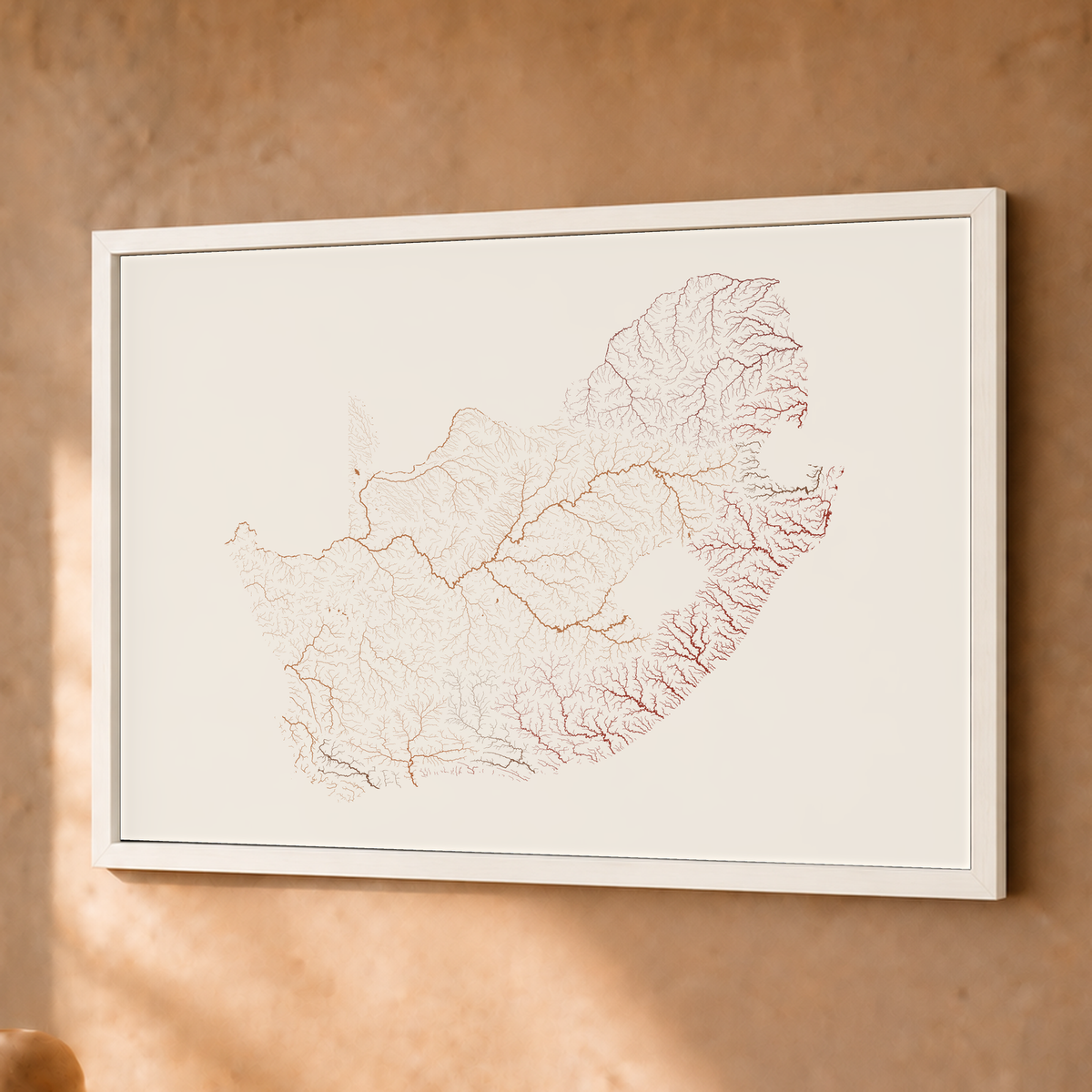 Beautiful Rivers — África do Sul — Terracota e areia, Fine art emoldurado · 30 × 40 cm, Branco · Sem margem
