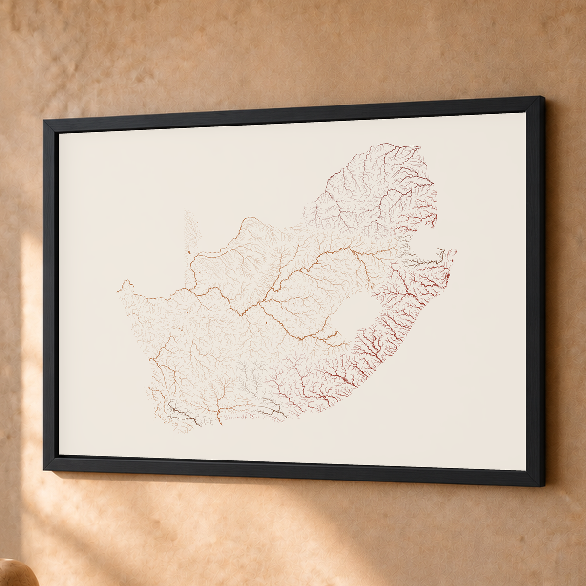 Beautiful Rivers — África do Sul — Terracota e areia, Fine art emoldurado · 45 × 60 cm, Preto · Sem margem