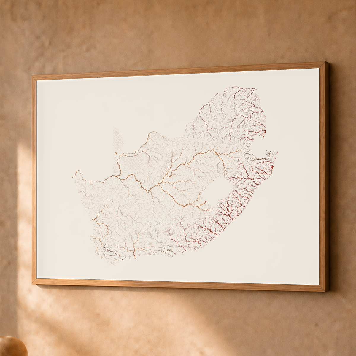 Beautiful Rivers — África do Sul — Terracota e areia, Fine art emoldurado · 45 × 60 cm, Natural · Sem margem