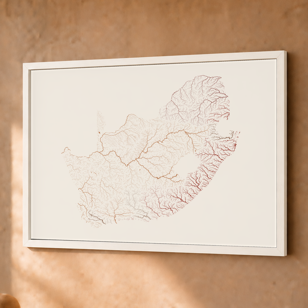 Beautiful Rivers — África do Sul — Terracota e areia, Fine art emoldurado · 45 × 60 cm, Branco · Sem margem